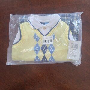 Kohl’s Yellow Sweater Vest Set, Baby Boy, 12M, 3pc, NWT